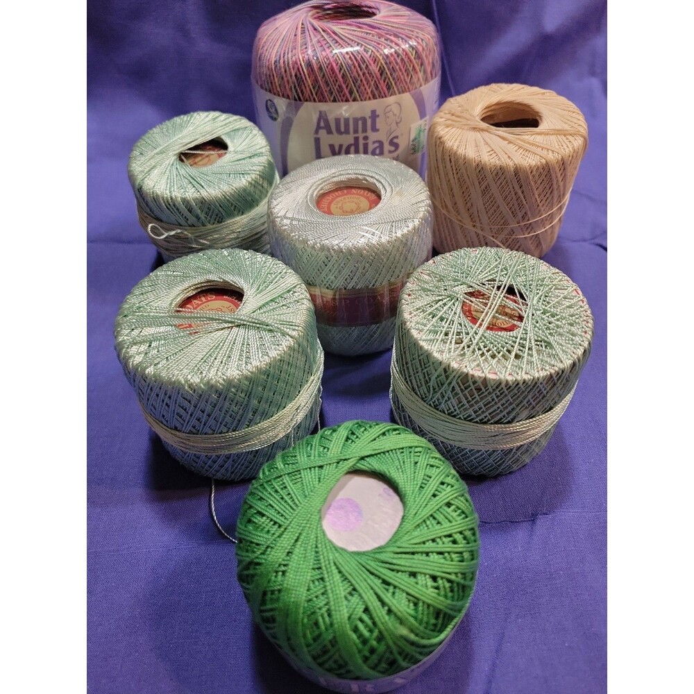 Lot of Assorted Crochet Threads-Mixed Colors and Styles New and Used Hobby